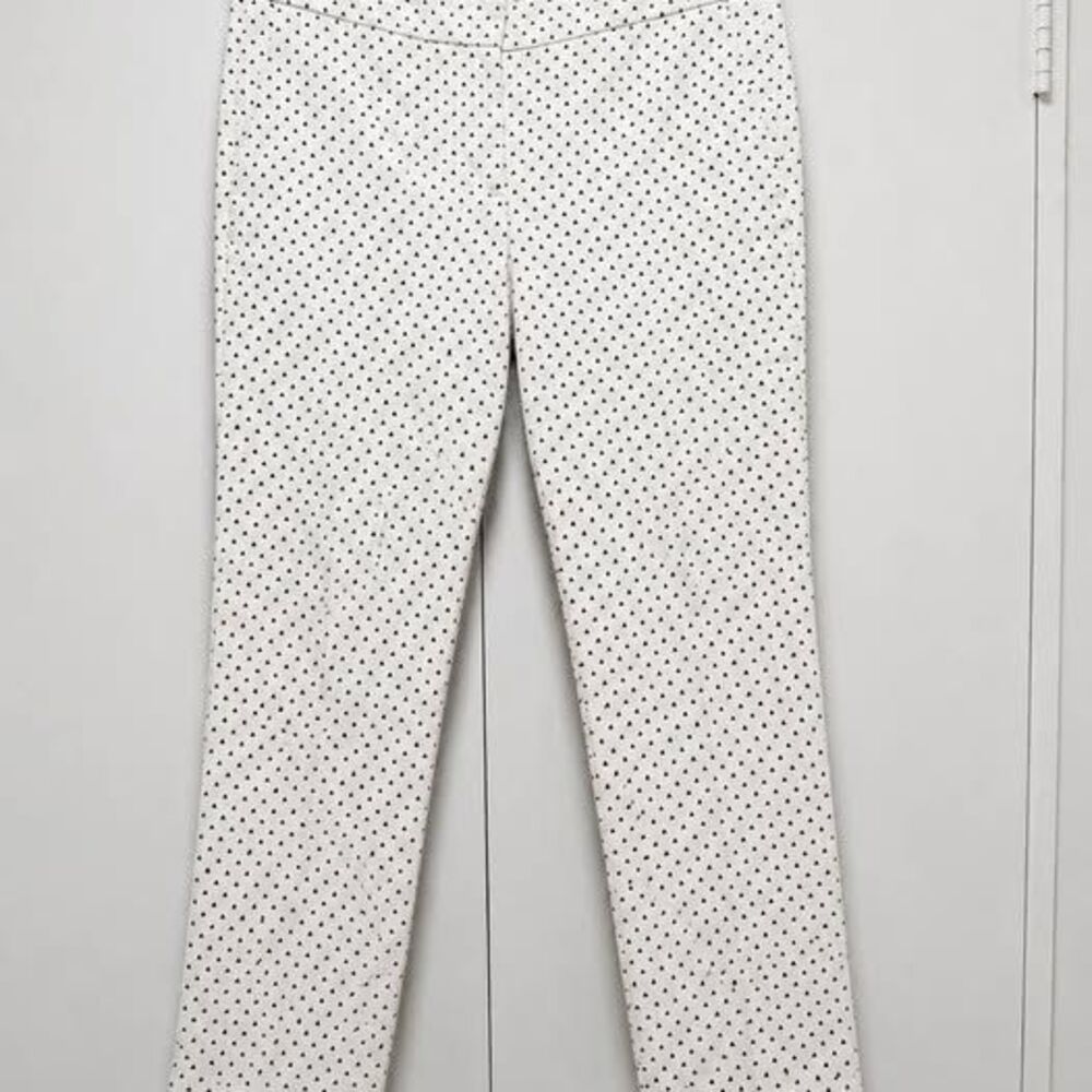 J.Crew Campbell Ankle Dress Pants Size 4 White Black Triangle Geometric Print